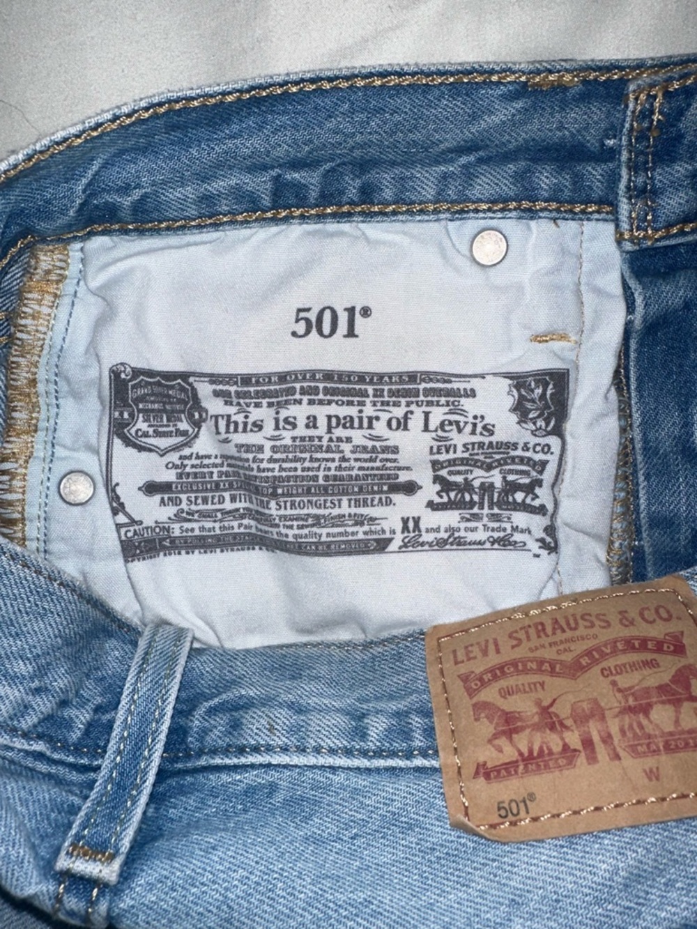 Levi’s Distressed Light Blue Denim Cutoff Shorts - Picture 3 of 3